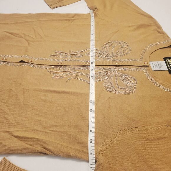 BOB MACKIE WEARABLE ART Sz Medium Sequin Bow Cardigan Holiday Christmas Vintage - Picture 6 of 7